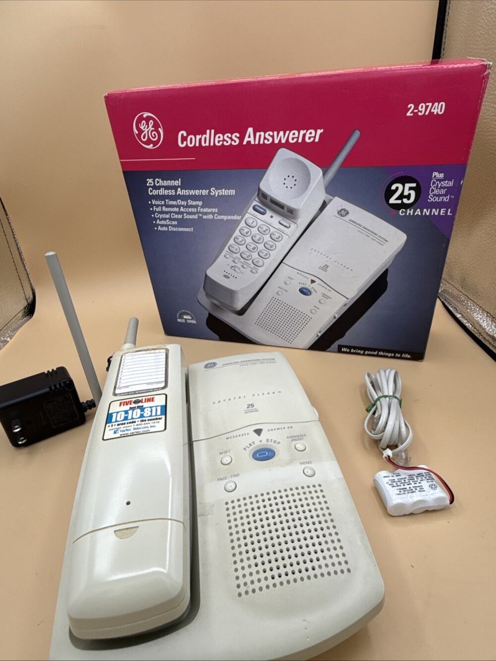 GE Cordless Answerer System 2-9740A White Voice Stamp Remote Access Autoscan